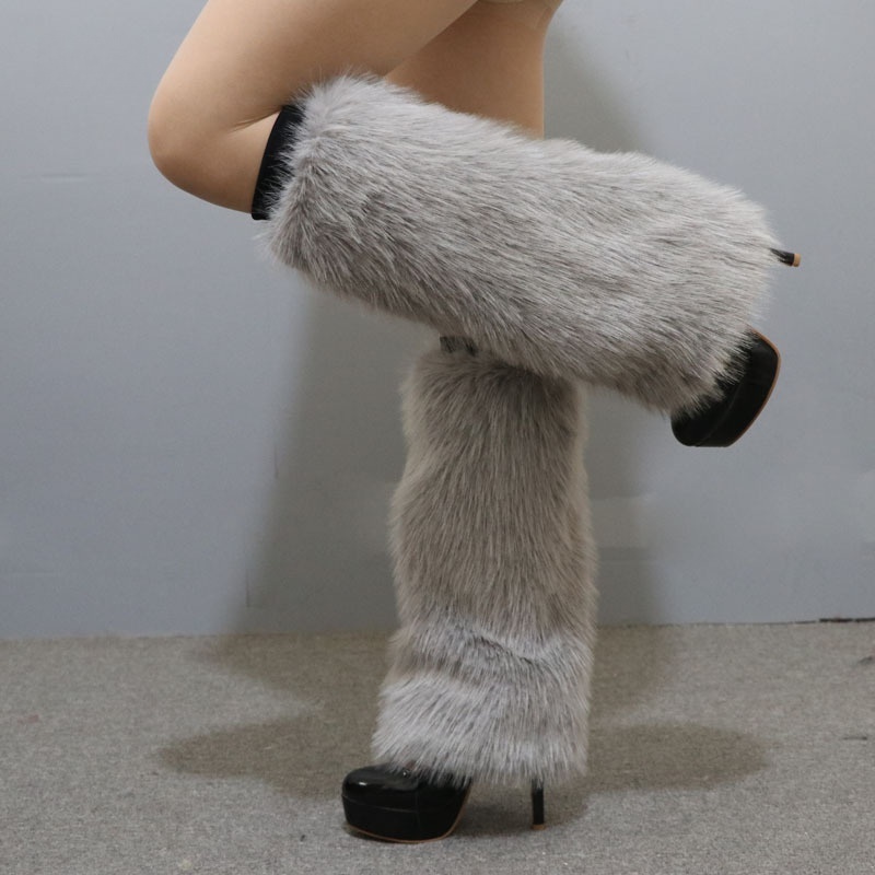Faux Fur Leg Warmers Winter Soft Fluffy Boot Covers Plush Boots Socks Sleeve
